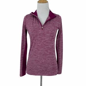 New Balance Reflective Shirt Youth Girl Large L Long Sleeve 1/4 Zip Mock Collar